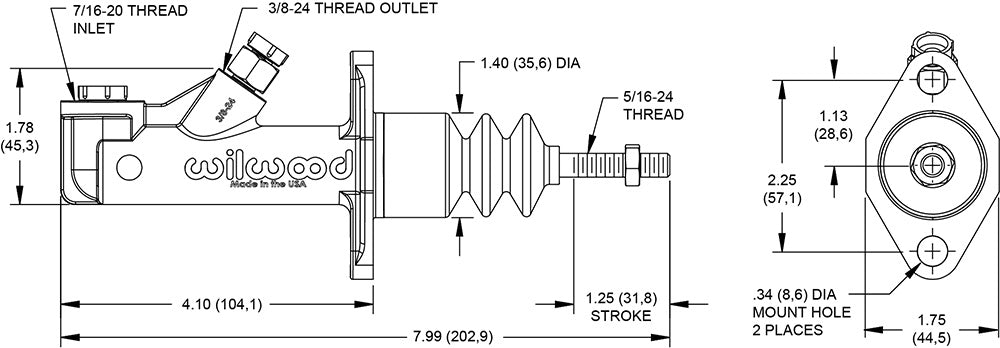 Master Cylinder - 5/8" Bore, inline