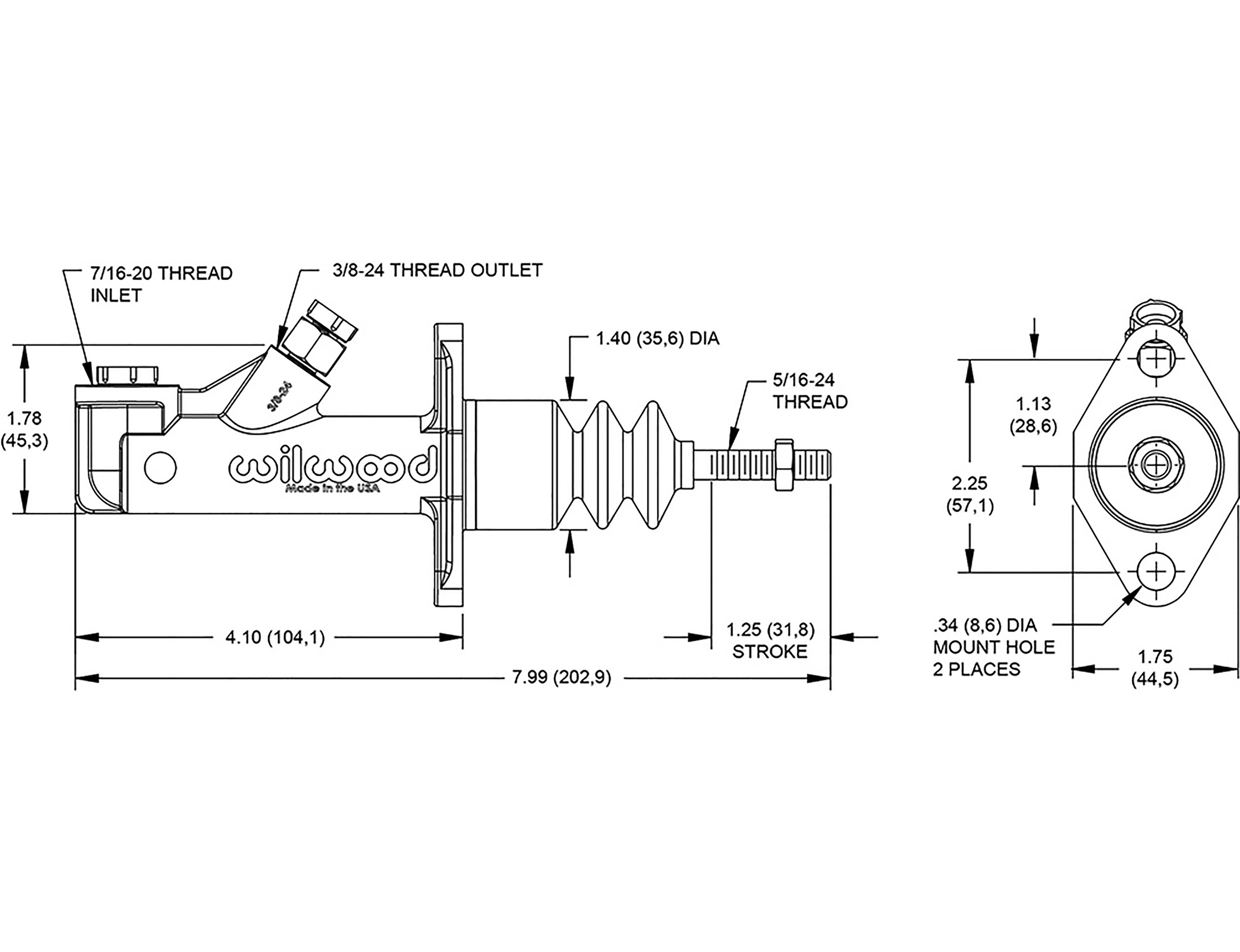 Master Cylinder - 3/4" Bore, inline