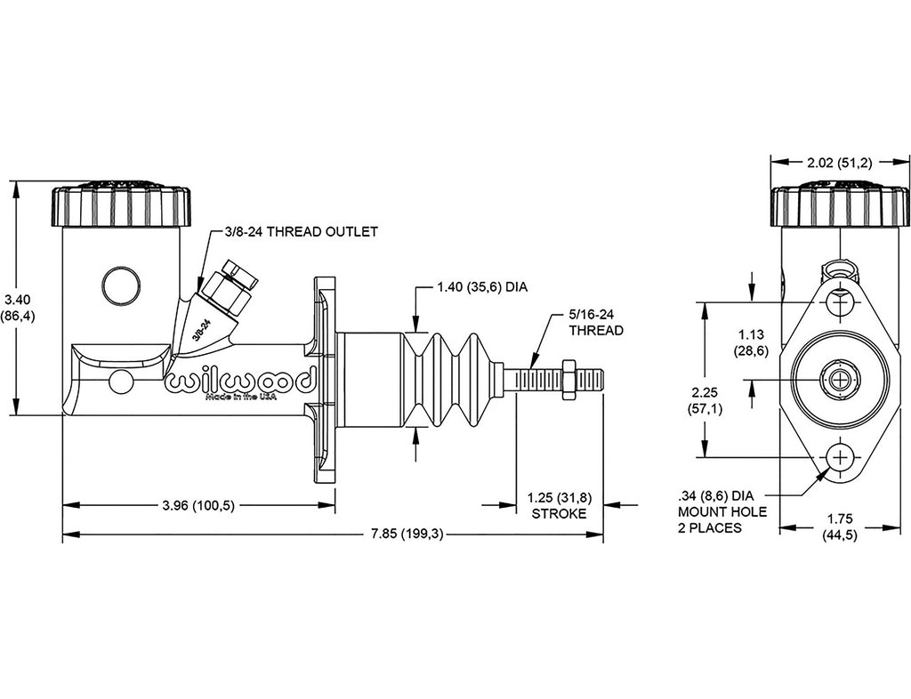 Master Cylinder - 5/8" Bore, inline