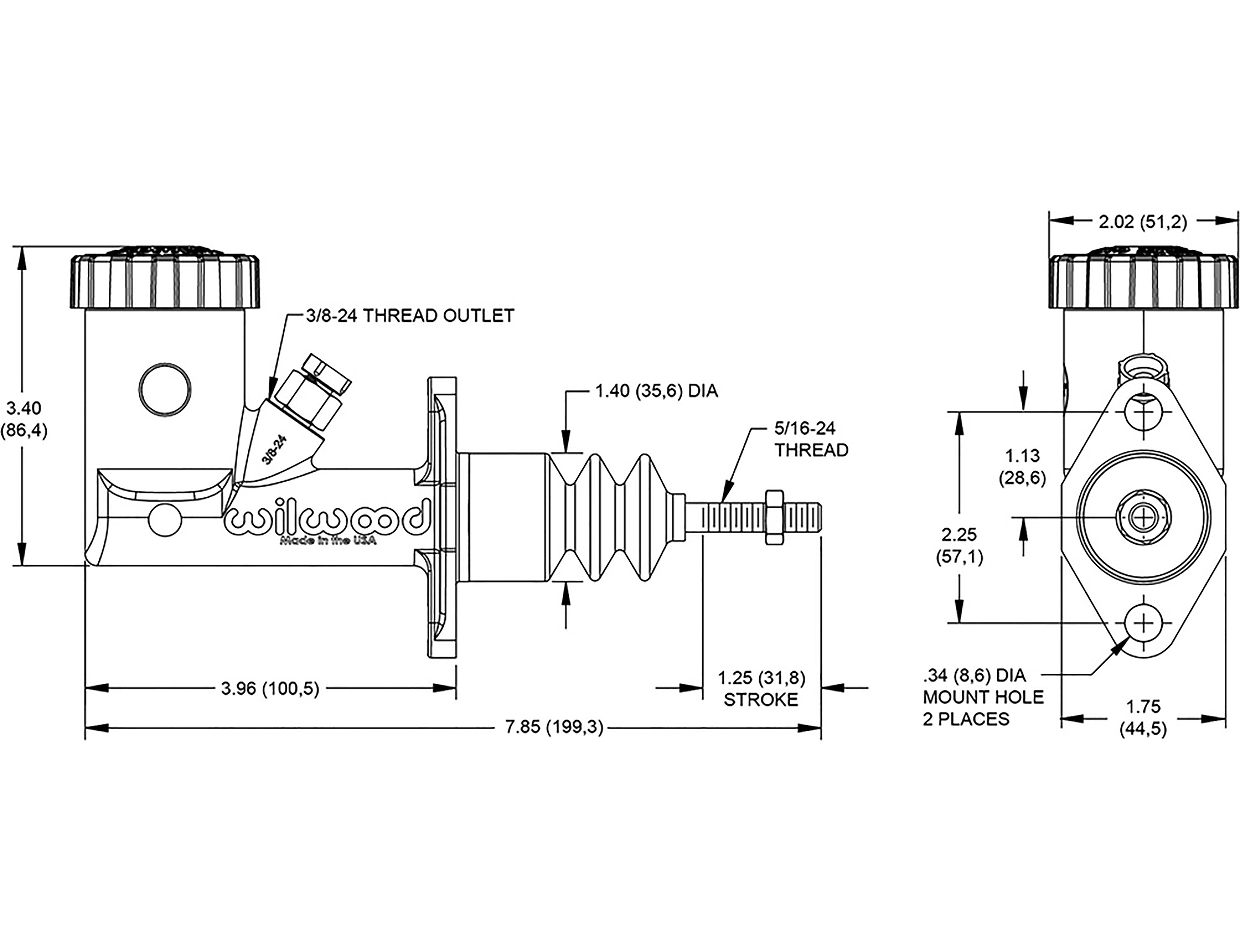 Master Cylinder - 5/8" Bore, inline
